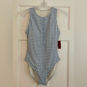 NWT!!! ANDIE SWIM Women's “The Malibu” Gingham Sky One Piece Swimsuit Size M